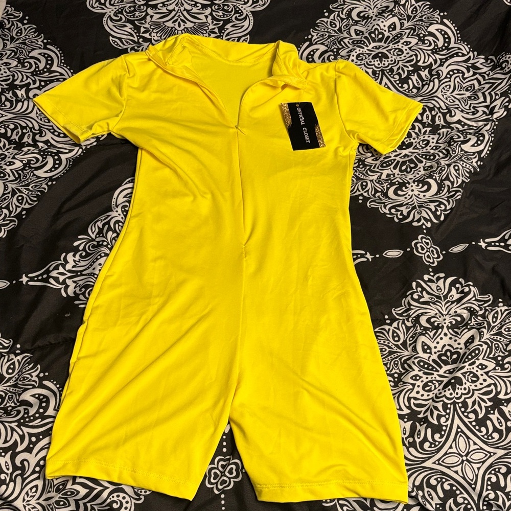 Bright Yellow Short Sleeve Romper